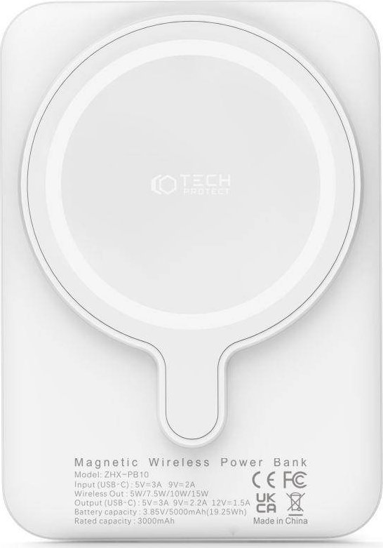 Powerbank Tech-Protect PB10 LifeMag, 5000mAh, MagSafe 15W, i bardhë