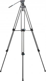 Tripod video Fotopro DV-3A, alumini, kokë fluide 360°, i zi