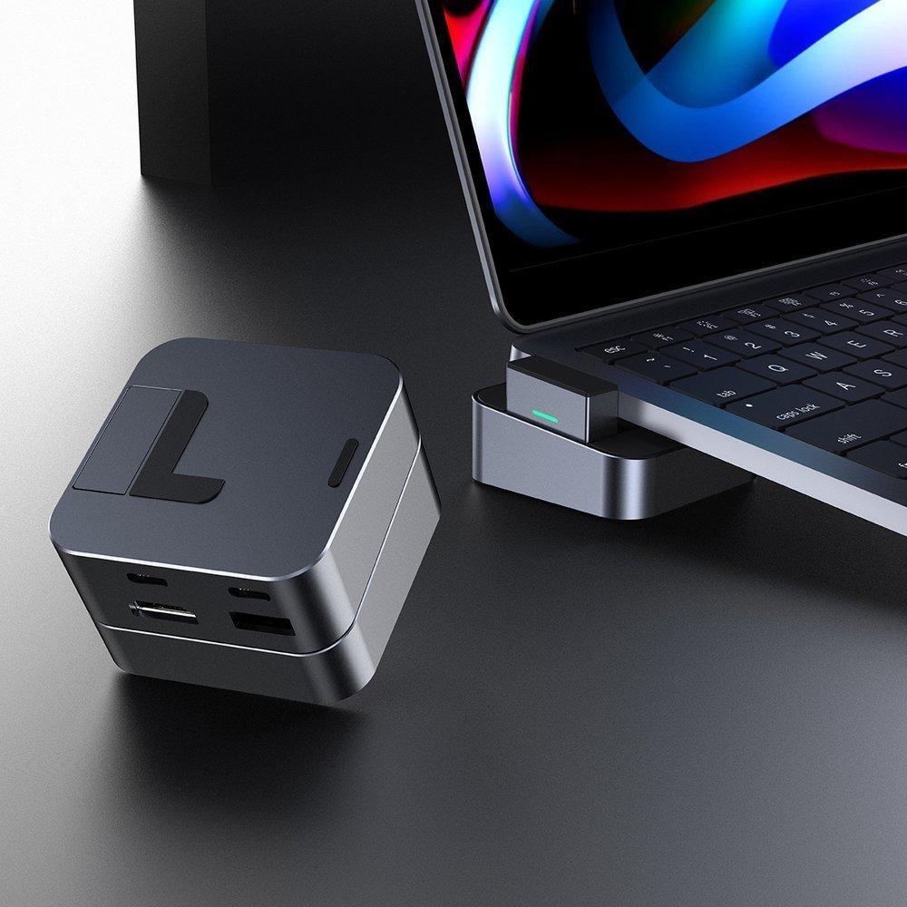 Hub multifunksional dhe mbajtëse për MacBook Pro Joyroom S-H121, i hirtë