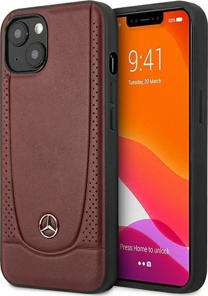 Mbulesë telefoni Mercedes-Benz Urban Bengale për iPhone 14 Plus, lëkurë origjinale, kornizë TPU, kafe