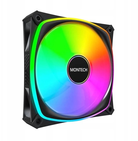 Set ventilatorësh PC Montech AX120 Pro ARGB, 120mm, PWM, 3 copë me fan hub, i zi