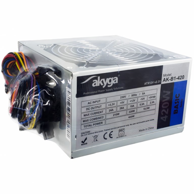 Furnizues me energji Akyga AK-B1-420, 420W, ATX 12V 2.0, 12 cm, i hirtë