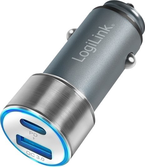 Karikues makinë LogiLink PA0252, 2 porta USB C PD dhe USB A QC, 36W, gri
