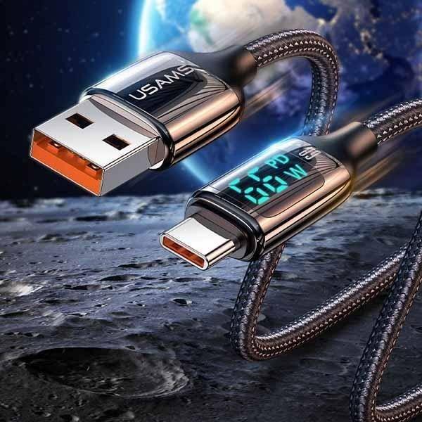 Kabllo USB Usams U78, USB-A në USB-C, 1.2 m, e bardhë