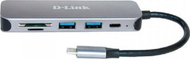 HUB USB C D Link DUB 2325, USB 3.2, lexues karte SD MicroSD, gri