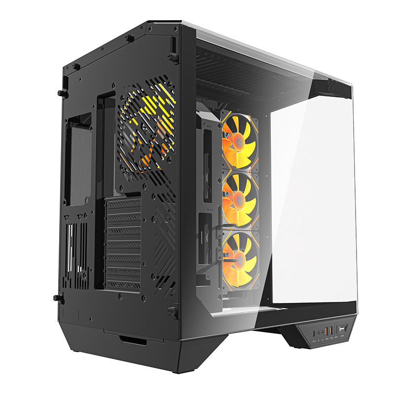 Kasa PC DarkFlash DY470 ATX, kub, 4 ventilatorë ARGB, e zezë