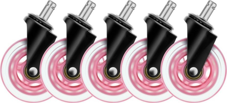 Rrotë universale Deltaco Rubber Caster, 3", gomë, rozë