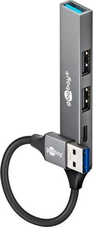 USB hub Goobay 74458, 4 porta, gri