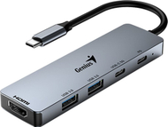 Hub USB Type-C Genius UH-500, HDMI 4K 60Hz, 100W PD, argjendtë