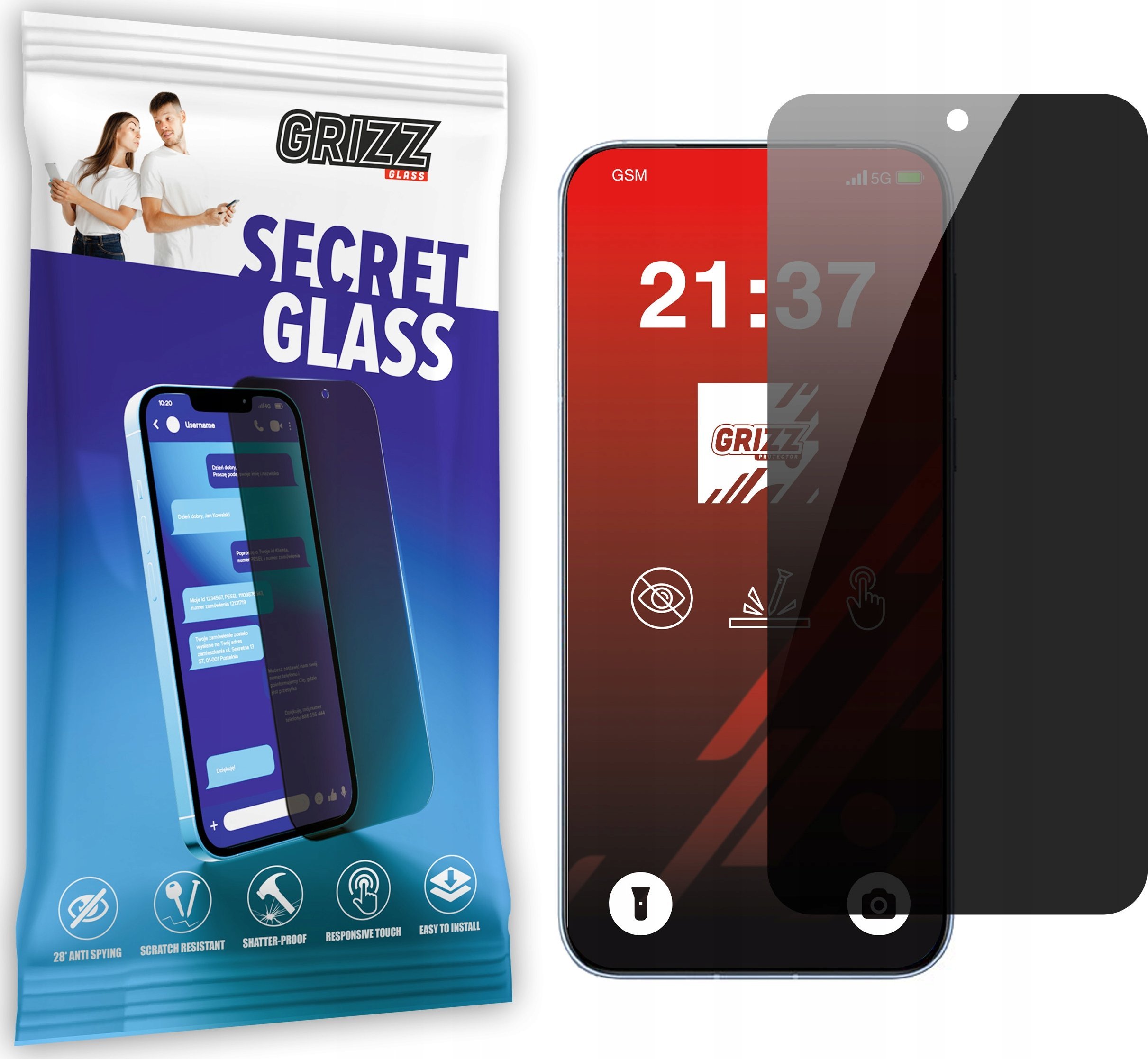 Xham mbrojtës privatësie Grizz SecretGlass për Oppo Find X8, 9H, i tejdukshëm