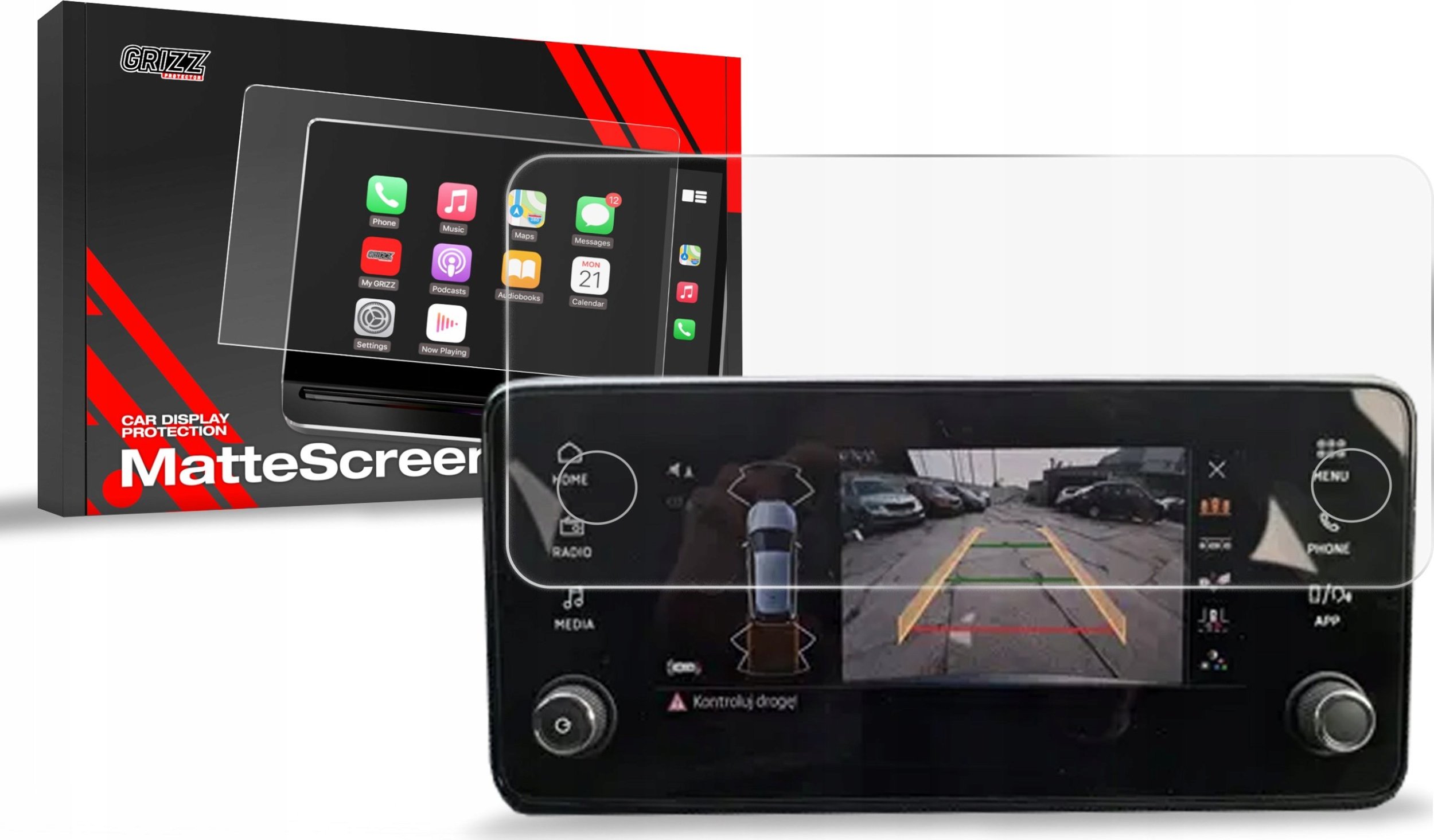 Folje mbrojtëse GRIZZ MatteScreen për ekran Skoda Scala Bolero 8.25", anti-fingerprint, mat, transparente
