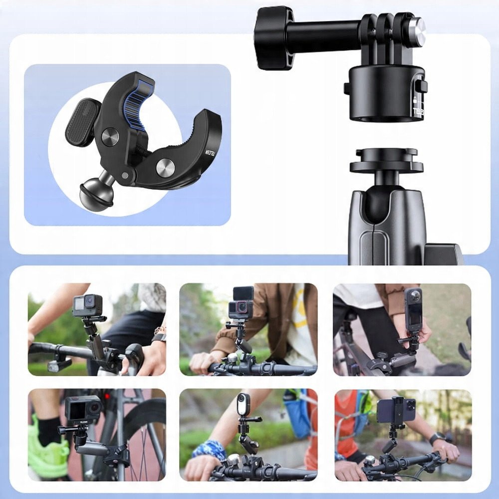 Kllapë montimi TELESIN, Magic Arm 360°, për GoPro dhe action camera, aliazh alumini