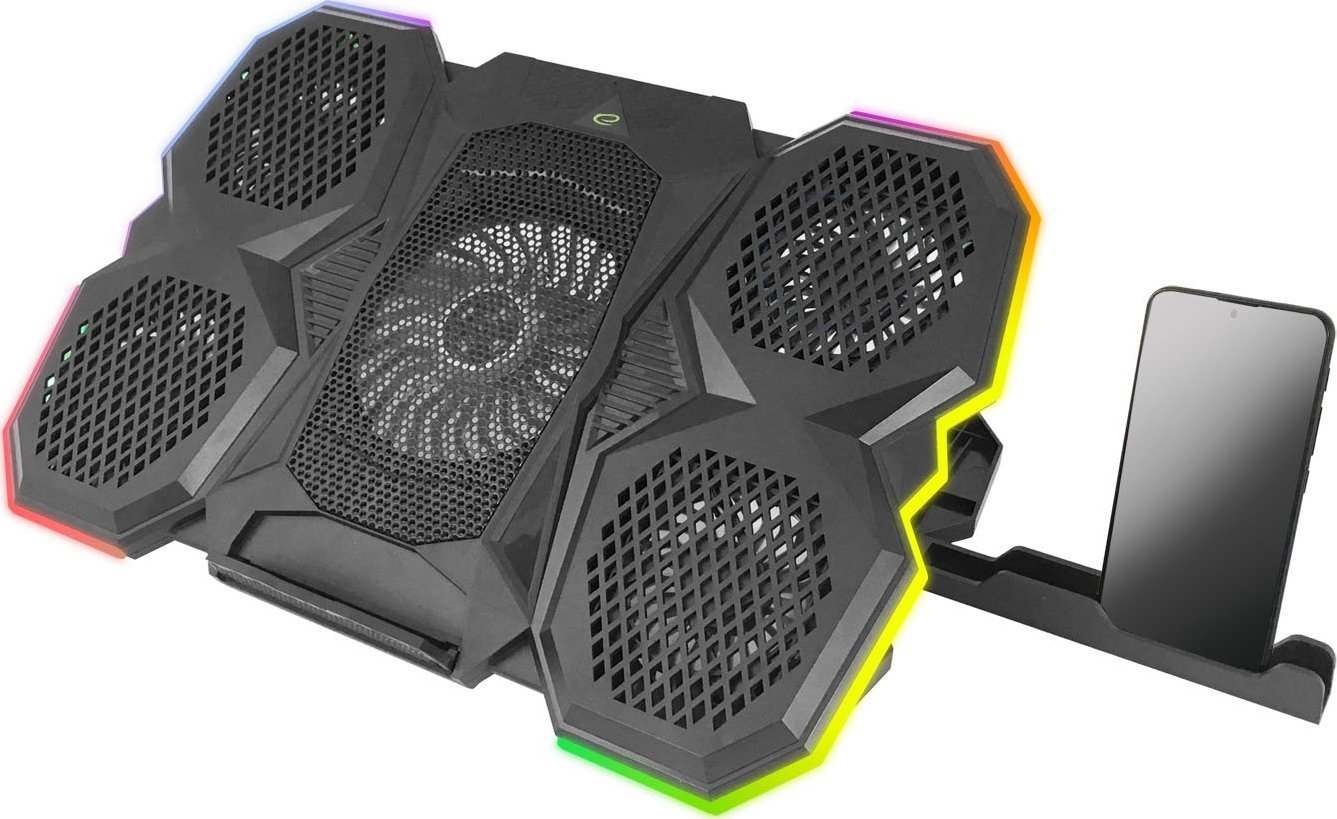 Mbajtëse ftohëse për laptop Esperanza Breva ECG107, 17", RGB, e zezë