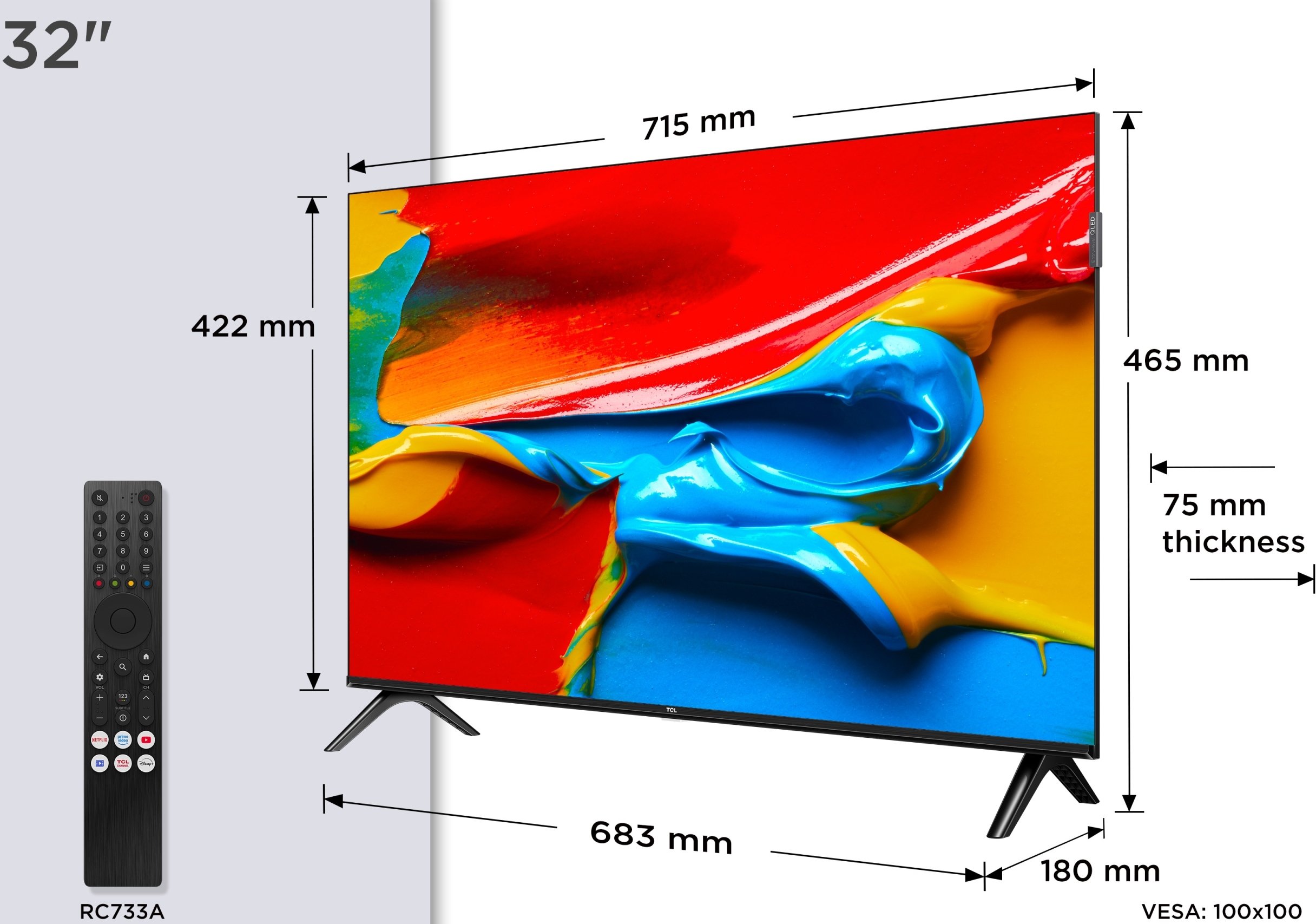 Televizor TCL QLED 32V4C, 32", HD, Smart TV, i zi