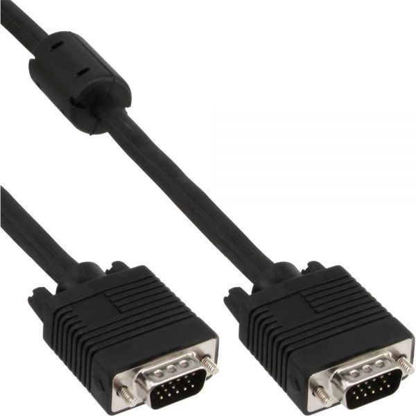 Kabllo VGA InLine 17718B, D Sub HD15 mashkull mashkull, 5m, e zezë
