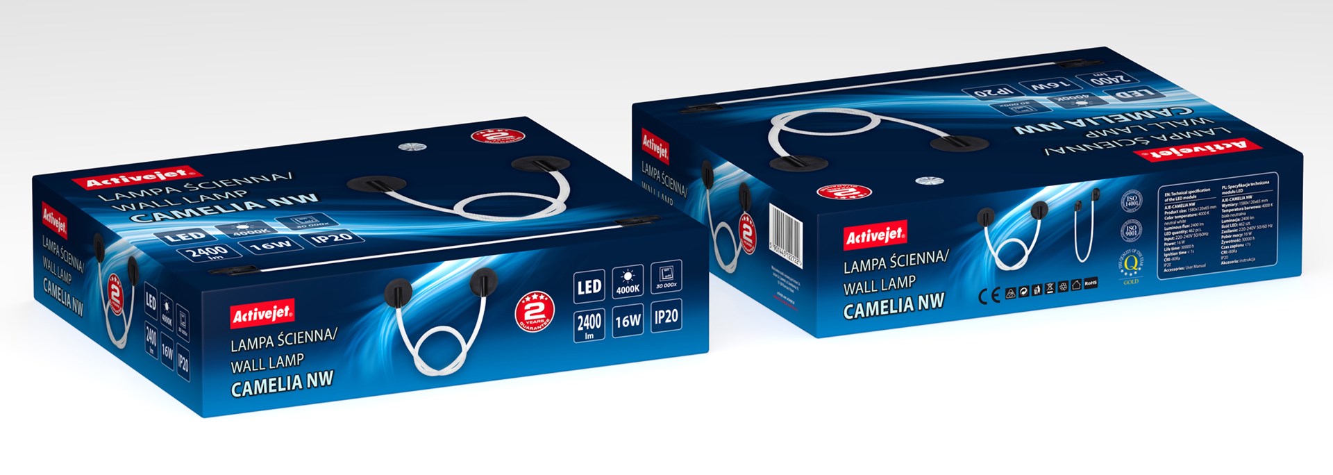 Dritë muri LED Activejet AJE-CAMELIA, dritë neutrale, e zezë