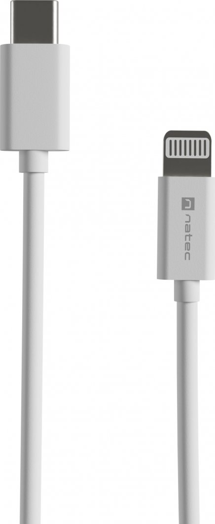 Kabllo USB Natec NKA-2151, USB-C në Lightning, 2 m, e bardhë