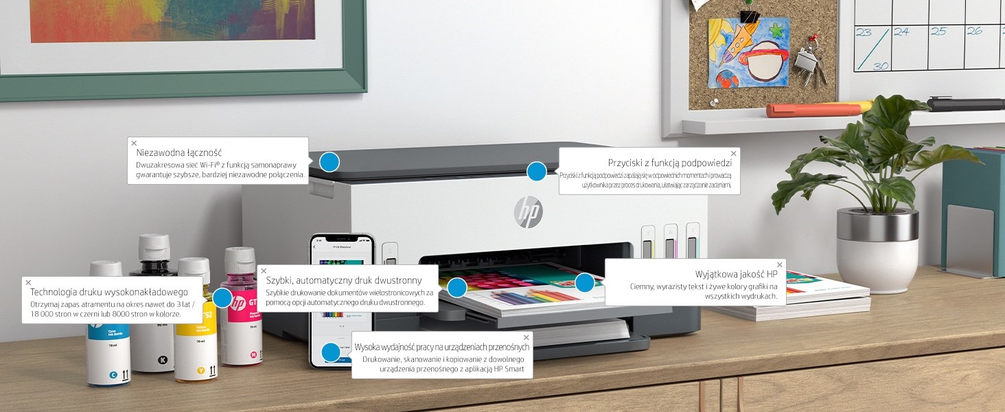Printer multifunksional HP Smart Tank 670, inkjet, WiFi, i bardhë