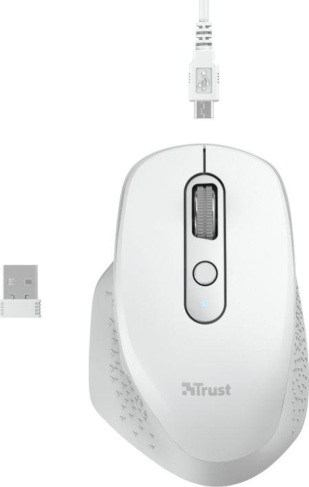 Maus Trust Ozaa, wireless, USB, i bardhë