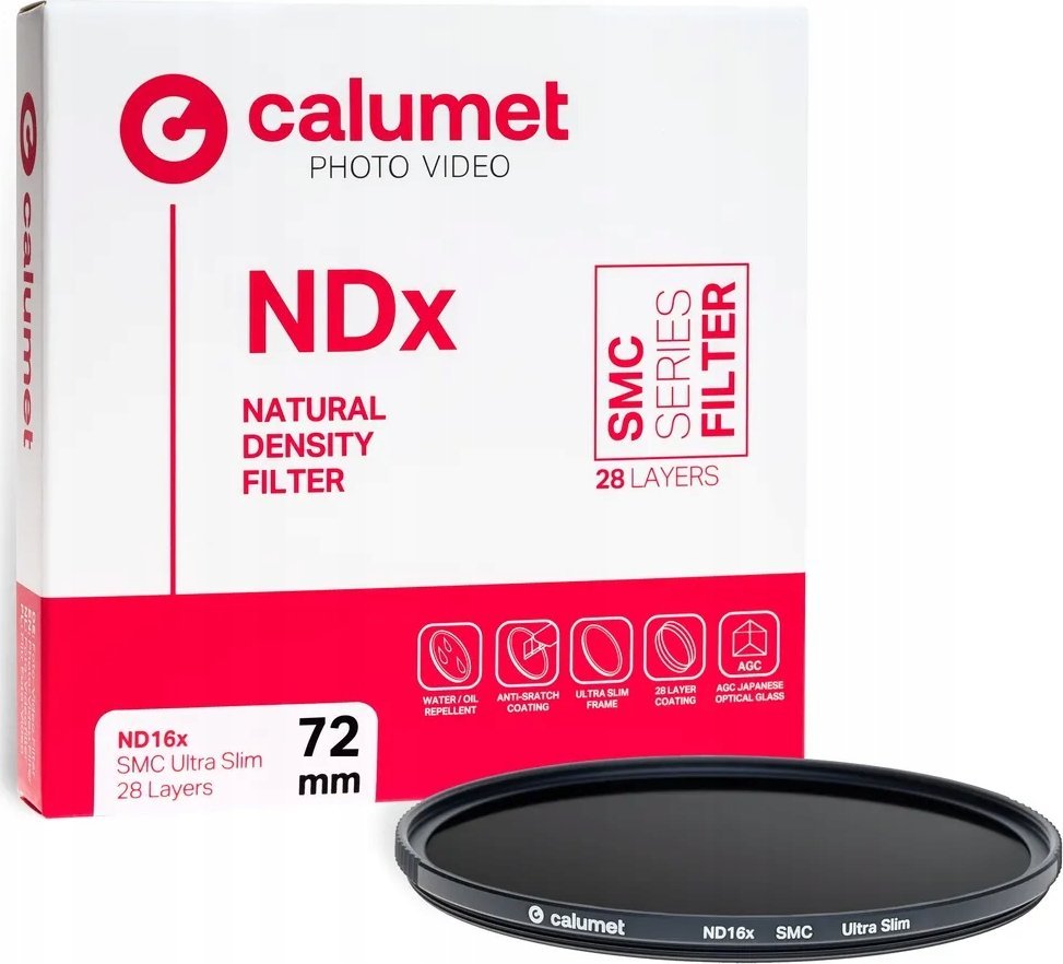 Фотографски филтер Calumet 72mm ND16x SMC Ultra Slim, неутрална густина, црн