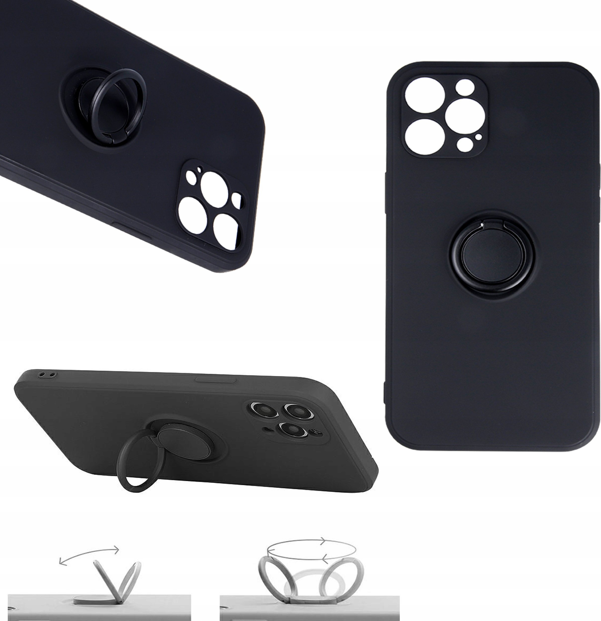 Kapak mbrojtës Forcell për Xiaomi POCO C65, silikon, me unazë qëndrese, i zi