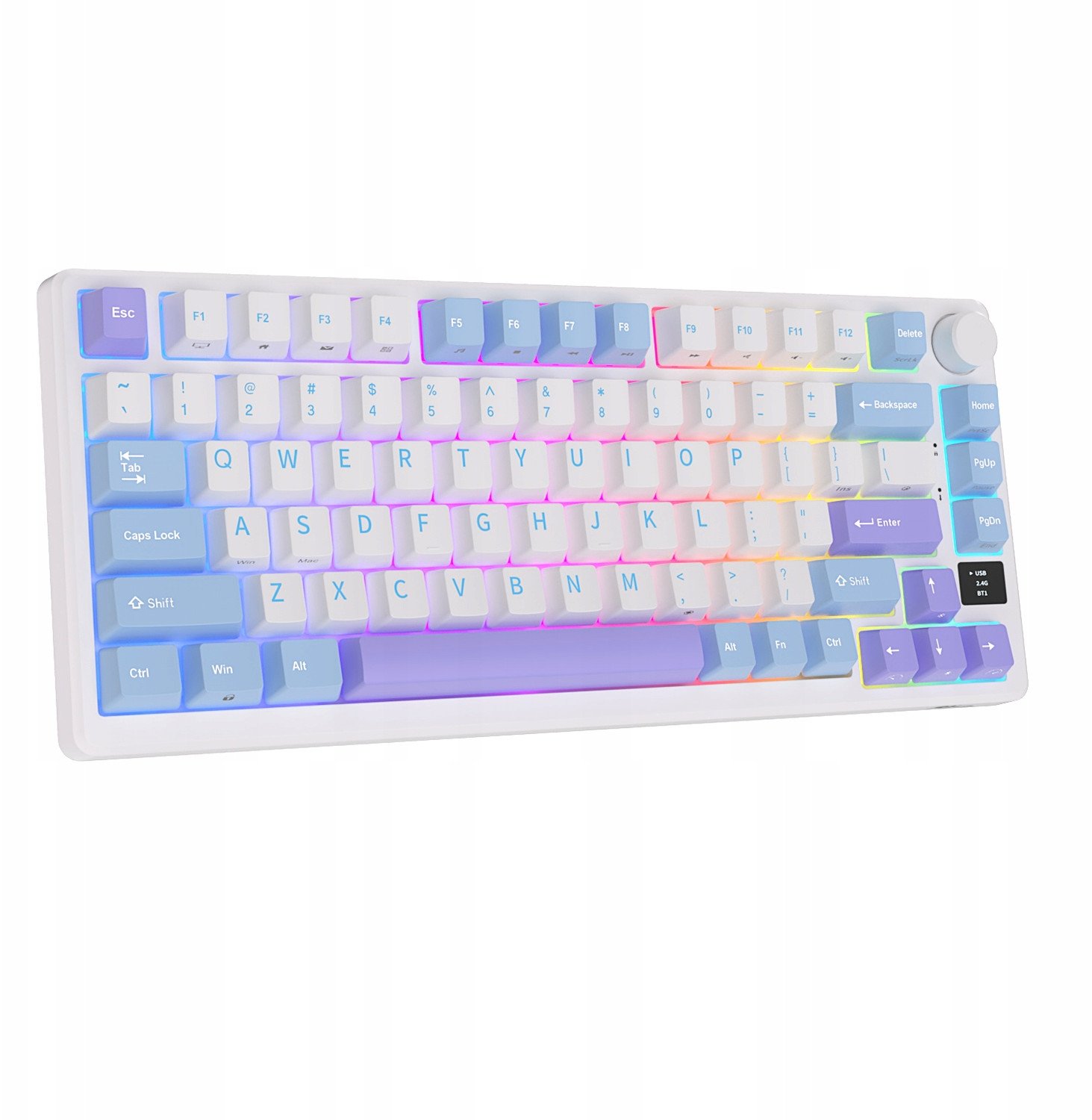 Tastierë mekanike Royal Kludge M75, wireless 2.4G, 80% 75%, Taro Milk Brown