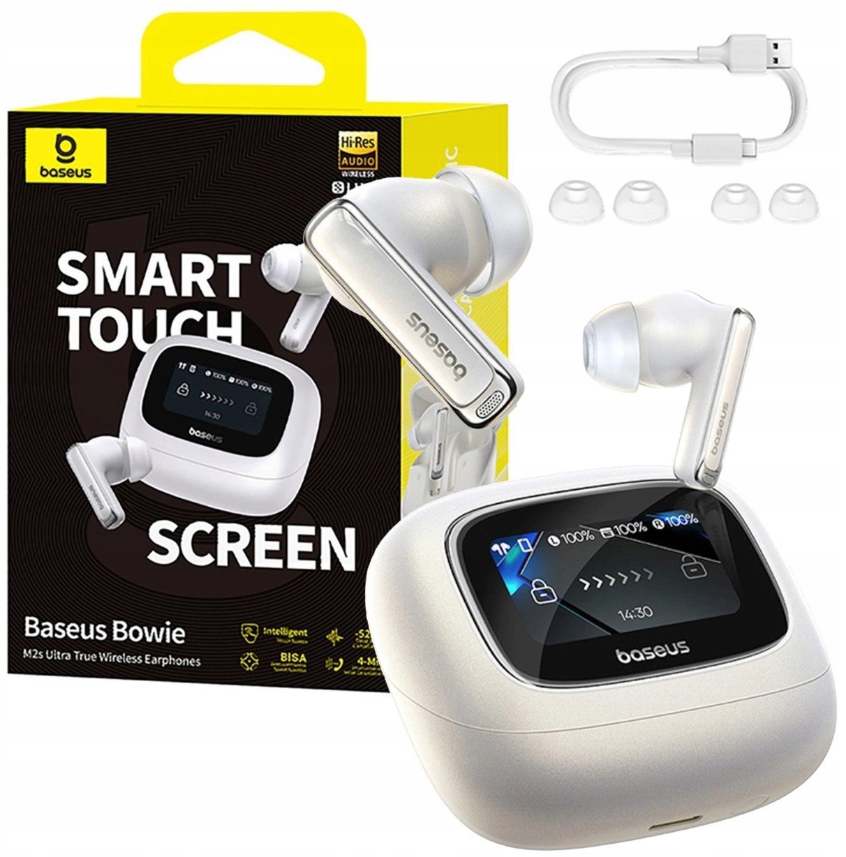 Kufje wireless Baseus Bowie M2s Ultra, ANC 52 dB, Bluetooth 5.4, të bardha