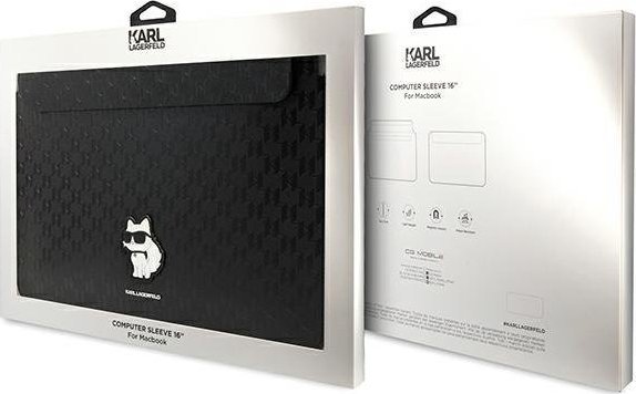 Husë laptopi Karl Lagerfeld Sleeve KLCS16SAKHPCK, 16", lëkurë eko Saffiano, e zezë