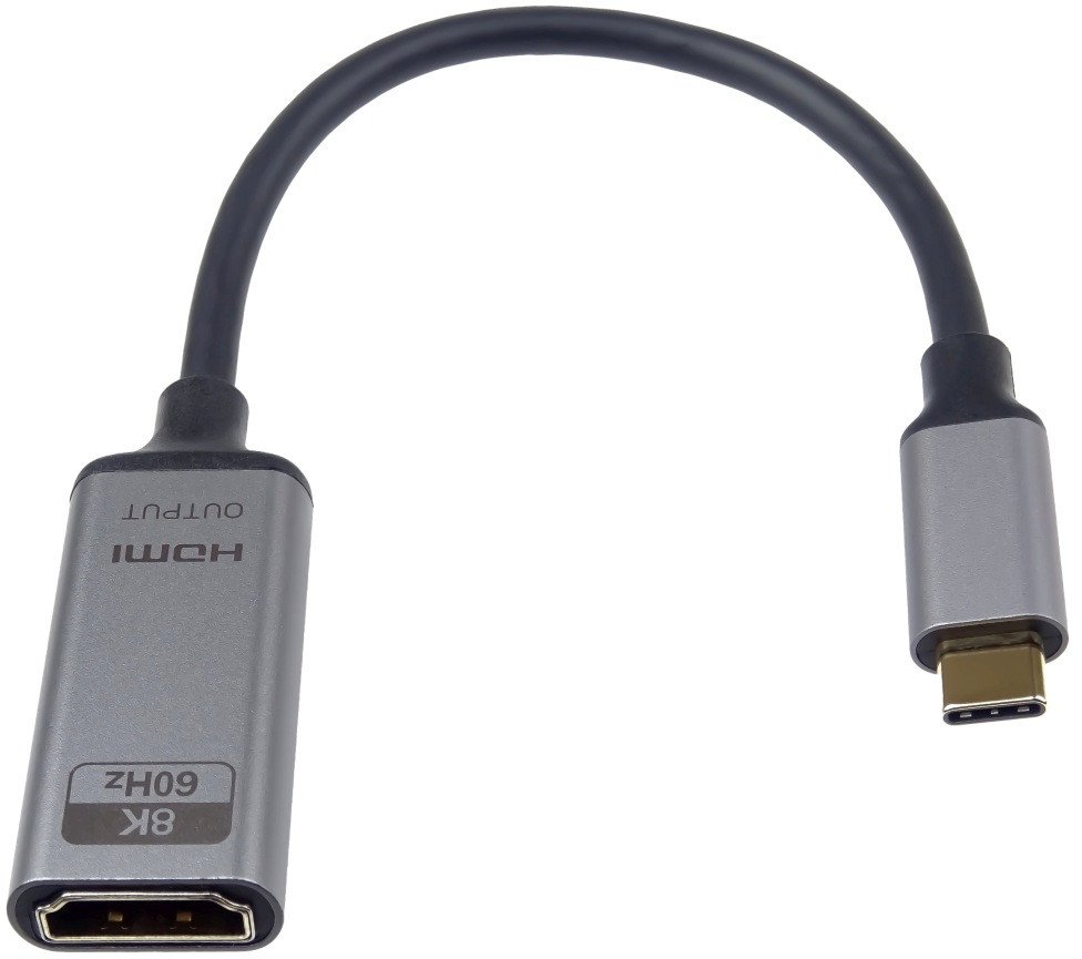 Adapter USB C në HDMI PremiumCord, 8K 60Hz, kabllo 20 cm, gri alumini