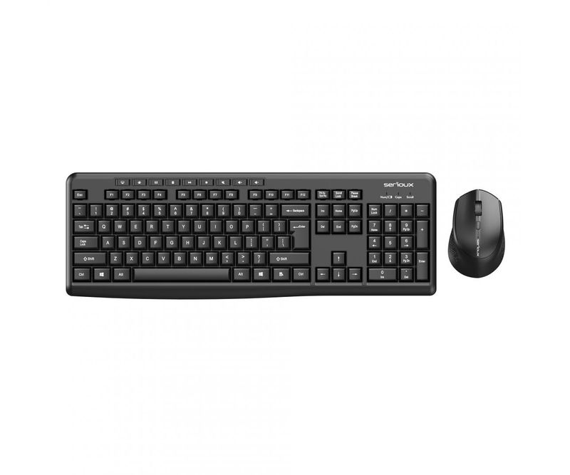 Komplet tastierë dhe maus Serioux SRXK-SKIT706W, wireless, 2.4G, i zi