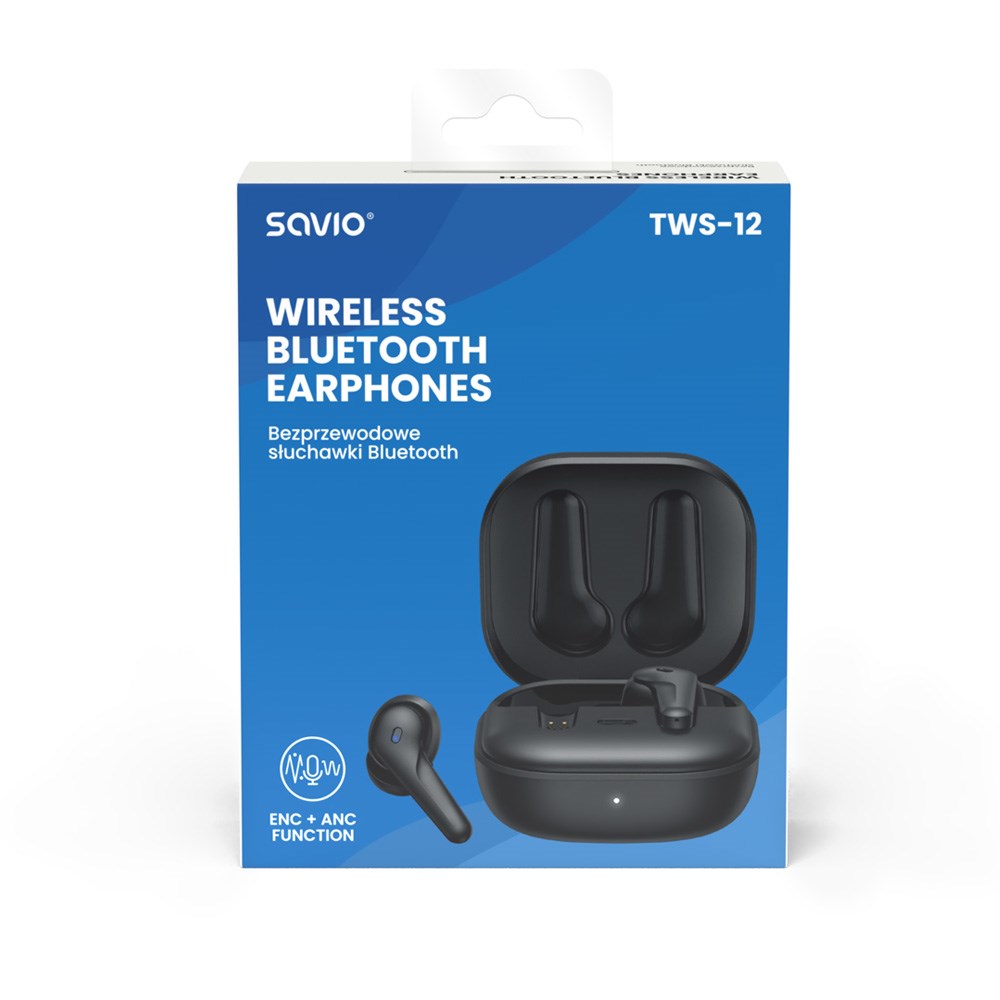 Kopчиња за уши Savio TWS-12, Bluetooth 5.3, ANC, црни
