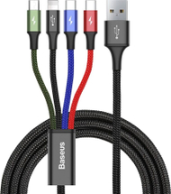 Kabllo Baseus CA1T4-B01, USB A/USB C/Lightning/MicroUSB, 1.2m, e zezë