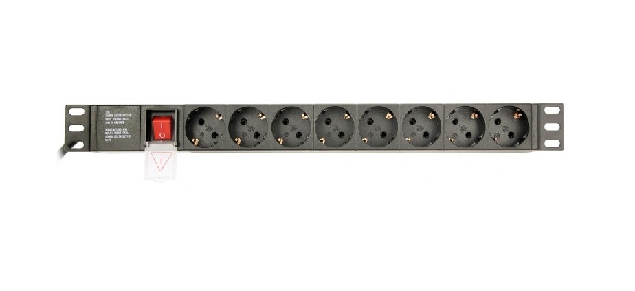 Njësi shpërndarëse energjie Gembird EG-PDU-014-C14, 8 dalje Schuko, 1U, e zezë