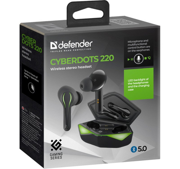 Kufje CyberDots 220 True Wireless Bluetooth, të zeza