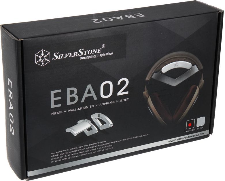 Mbajtëse për kufje SilverStone, alumini, e zezë