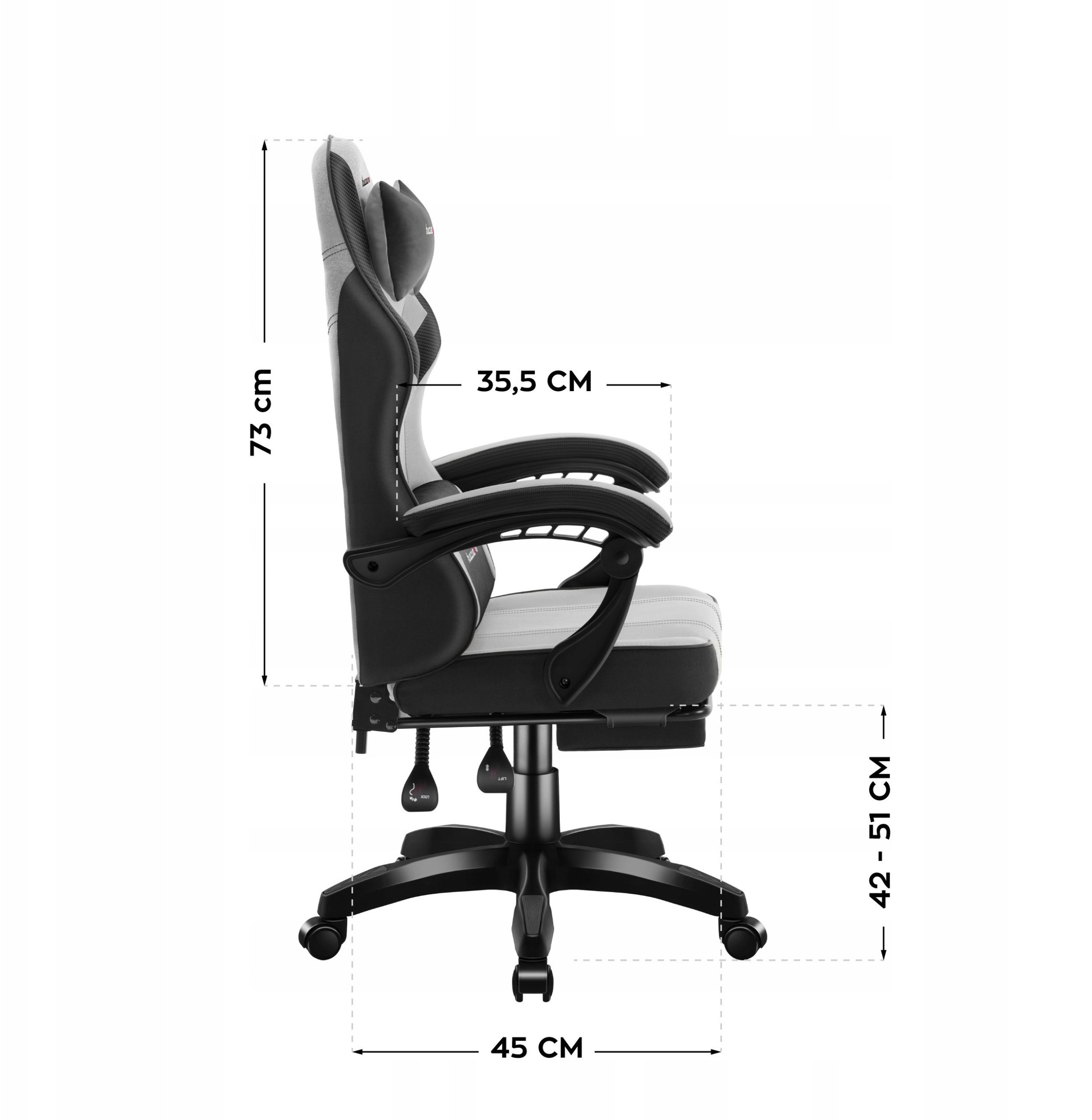 Karrige gaming Force 3.7, ergonomike, me jastëkë, gri blu e bardhë