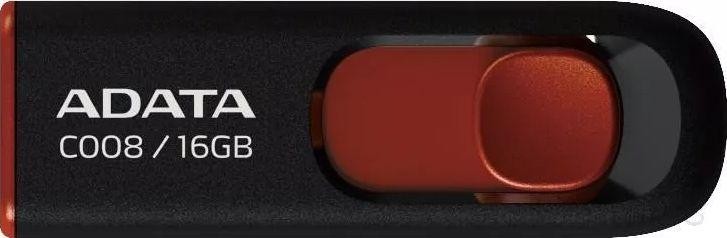 Flash Drive Adata C008, 16 GB, i zi/kuq