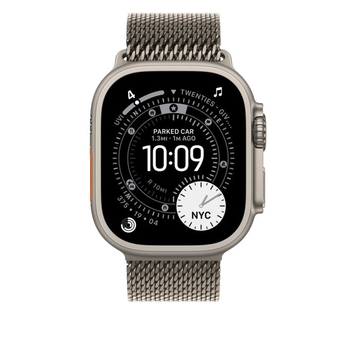 Apple Watch 49mm Loop, Natural Titanium Milanese Loop, Large