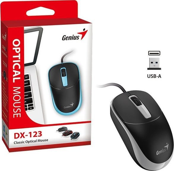Mouse me kabllo Genius DX-123, 1200 DPI, USB, i zi me gri