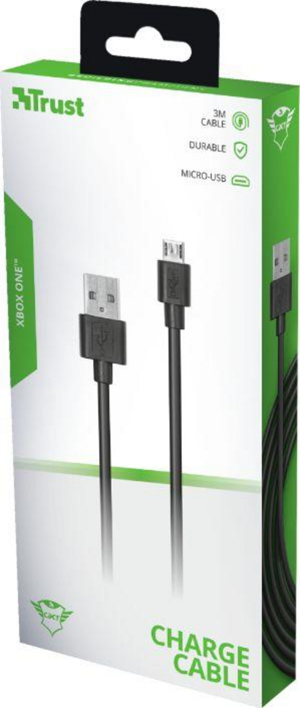 Kabllo Trust USB-A - microUSB (23348), 3 m, e zezë