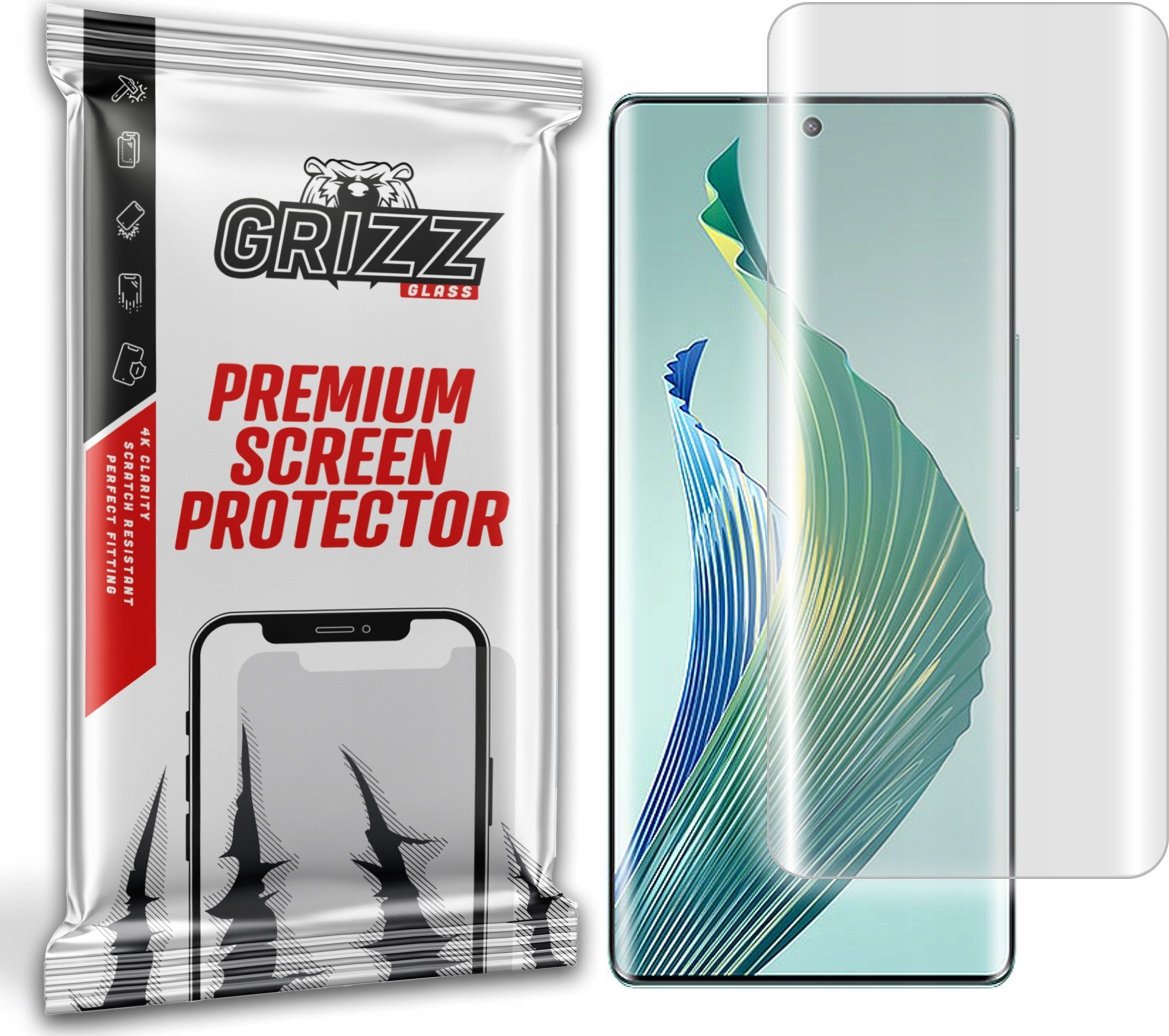 Film mbrojtës Hydrogel GrizzGlass Hydrofilm për Honor Magic5 Lite, transparencë e lartë, përshtatje për ekran të harkuar, transparent