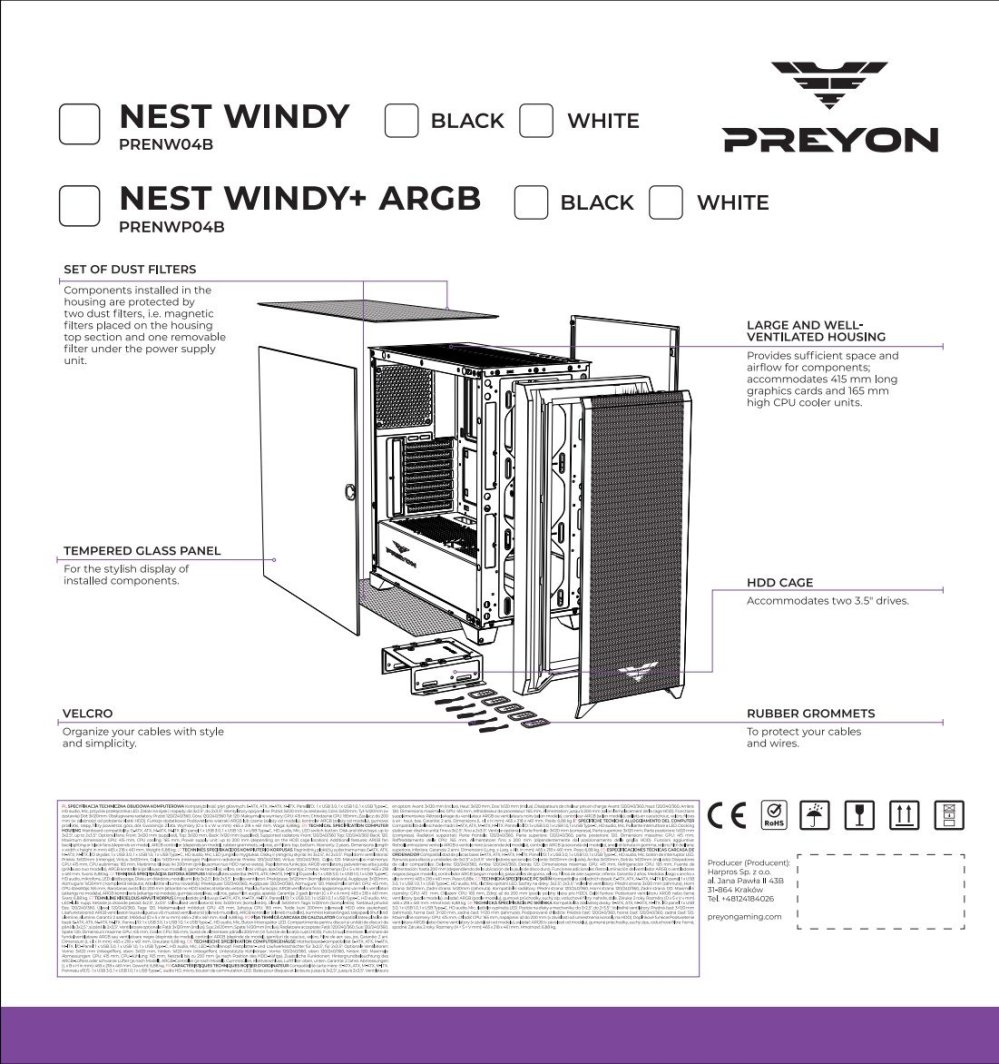 Kasë PREYON Nest Windy, e zezë