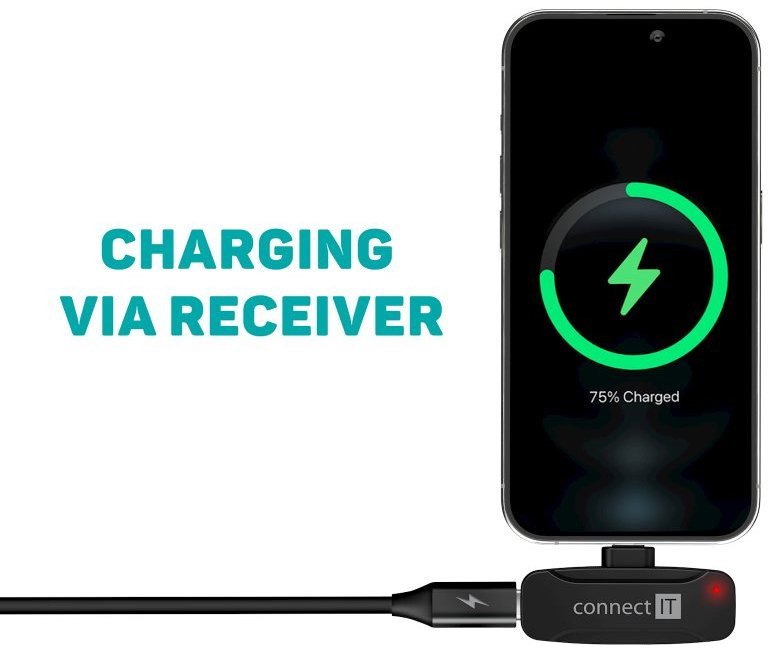 Mikrofon lavalier wireless CONNECT IT, set me 2 mikrofonë dhe receiver Lightning, i zi