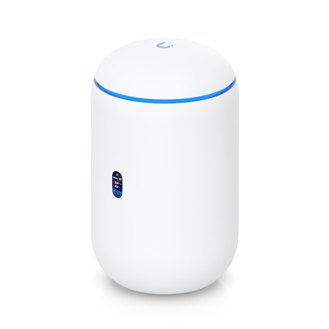 Router pa fijë Ubiquiti Dream 7, WiFi 7, Tri-band 2.4 5 6 GHz, i bardhë