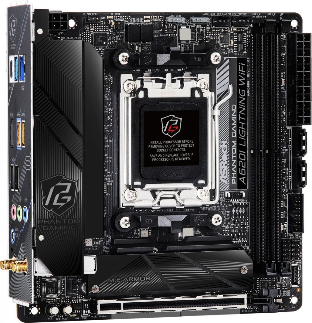 Pllakë amë ASRock A620I LIGHTNING WIFI, Wi-Fi 6E, 2.5 Gb/s LAN, RGB, e zezë