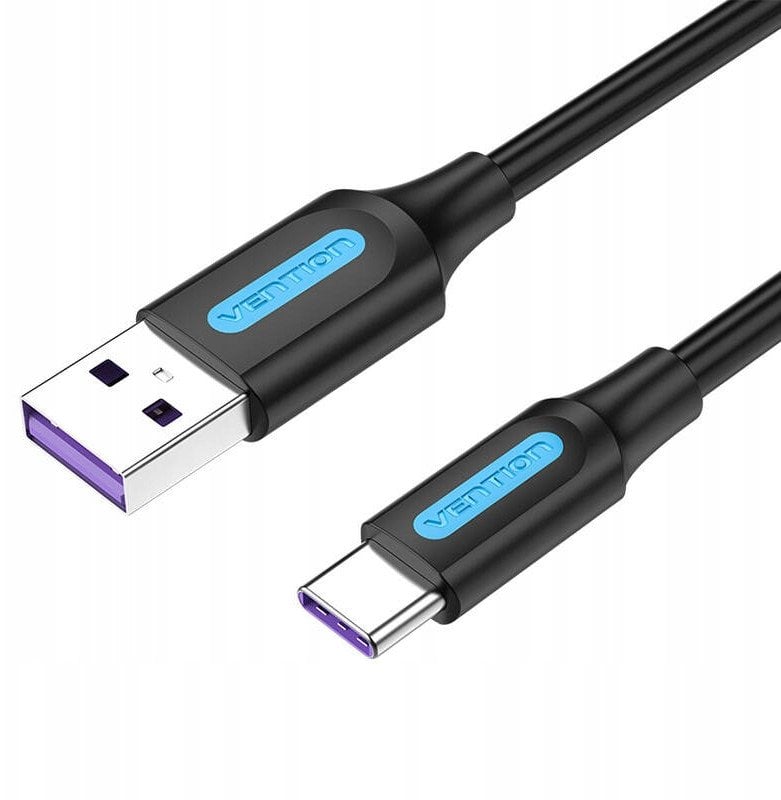 Kabllo USB Vention, USB A në USB C, 5A, 1.5m, PVC, e zezë