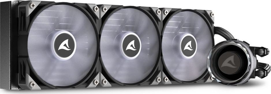 Ftohës uji për procesor Sharkoon S90 RGB, radiator 360 mm, ndriçim RGB, i zi