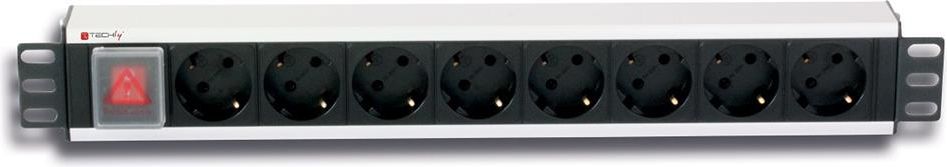 Shirit kontakti rack Techly I-CASE STRIP-18SH, 19", 8x Schuko, kabllo 3m