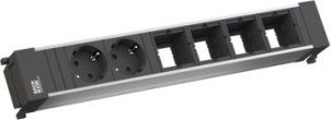 Модул за приклучници Bachmann Power Frame 916.025, 6 места, 2x приклучник 4x модул по избор, црн
