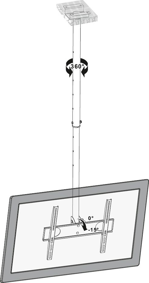 Mbajtëse tavani për TV Brateck PLB-CE344, 32"-55", deri 50 kg, e zezë